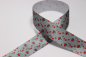Preview: Satinband Blumen - Hoodieband - graublau - 25 mm
